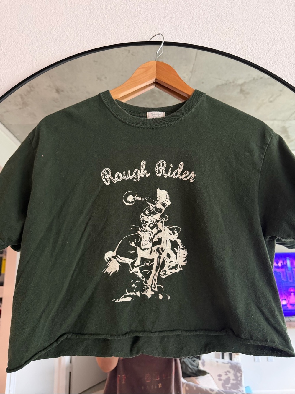 Rough Rider Graphic Cropped Tee - Dark Forest Green